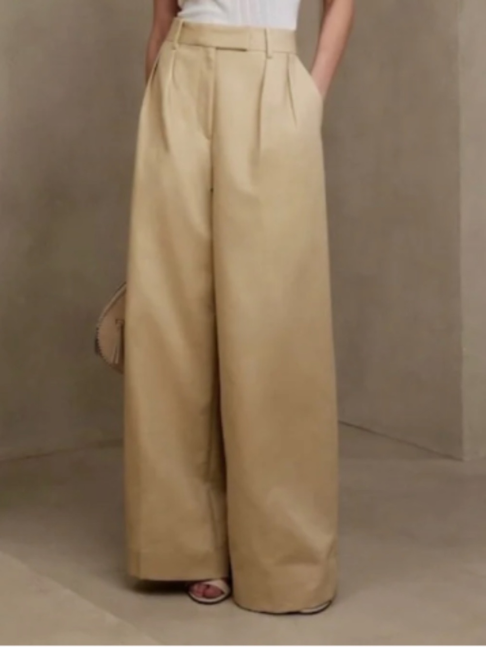 NWT! Banana Republic Maverick Tan Cruise Wide Leg Pants. Size 6L